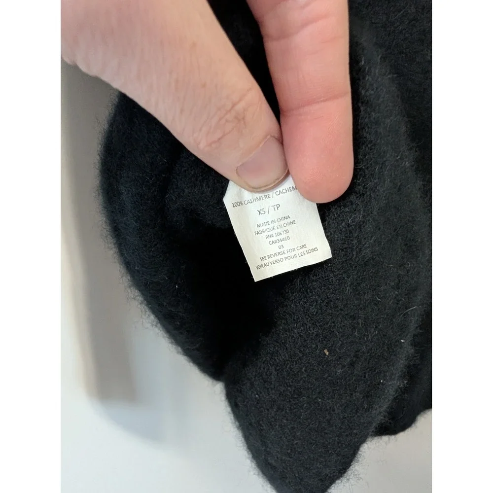 Vince Black 100%‎ Cashmere V-Neck Raglan Sweater Side Slit XS